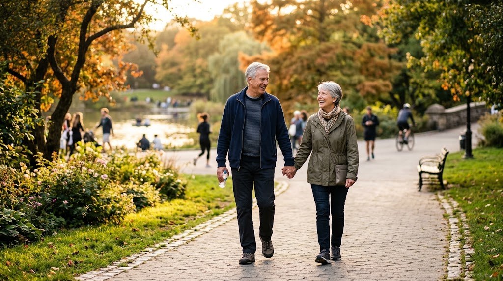Active adults supporting nerve wellness through movement and targeted nutrition